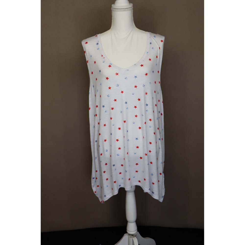 Style & Co Plus Size V-Neck Tank Top - Red, White, and Blue Stars - Size 3X‎